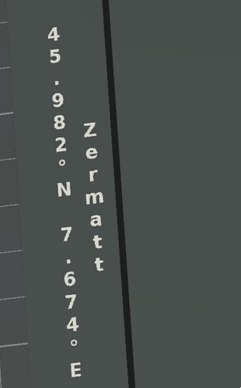 Подложка под моделью с гравировкой: Zermatt, 45.982° N, 7.674° E